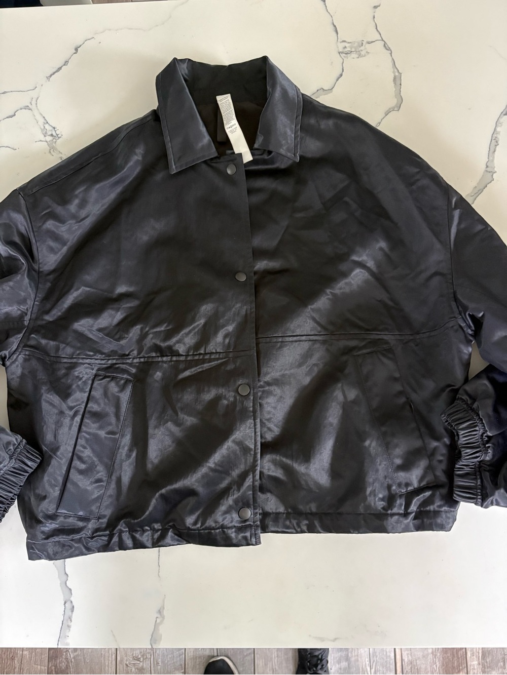 lululemon athletica Black Satin-Look Bomber Jacket